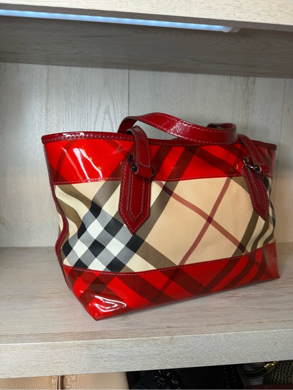 Burberry Supernova Check PVC RED Tote